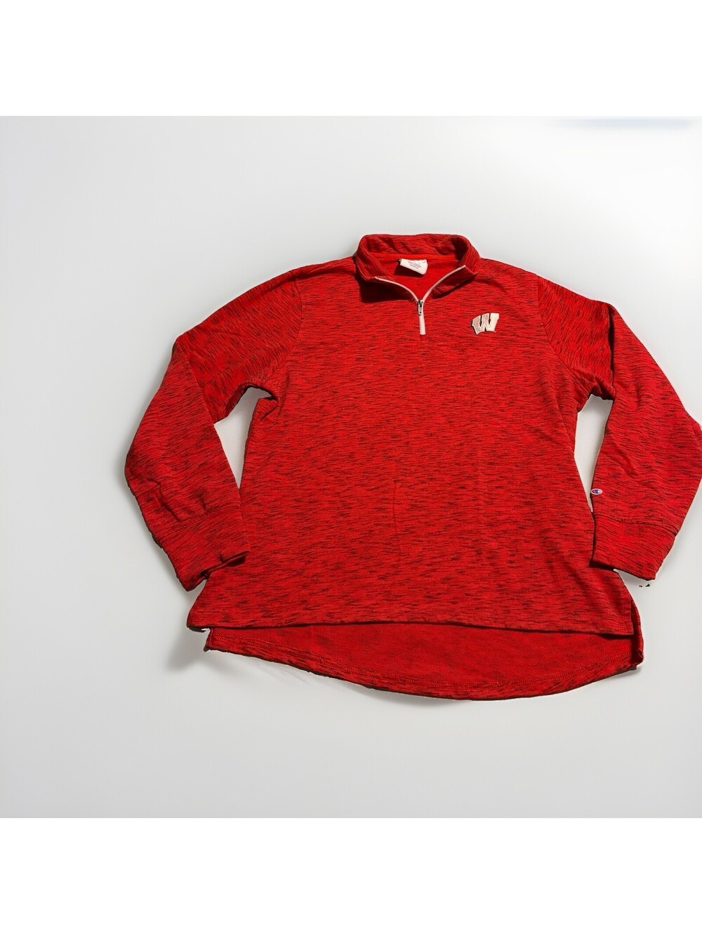 Champion Wisconsin Badgers Sweatshirt Men's Sz XL Red 1/4 Zip Pullover Sweater